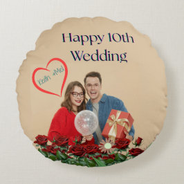 10-års bröllopsdag rund kudde