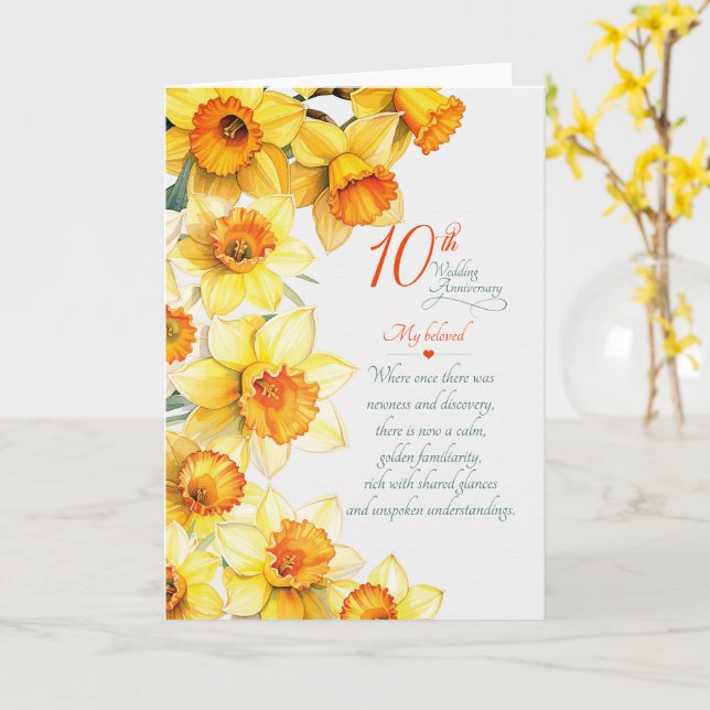 10-års bröllopsdag Sentimentala Narcisser Kort (Gul blomma)
