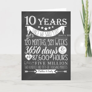 10-års bröllopsdag, skrivtavla, 10 år tack kort