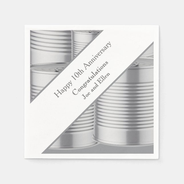 10-års bröllopsdag, Tinnjubileum Pappersservett (Framsidan)