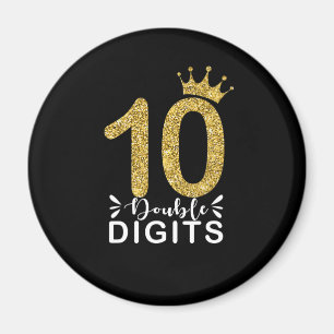 10 års Dubbla för gamla gåvor - flickor krona Magnet