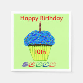 10-års födelsedag Blå Cupcake ALDER Pappersservett