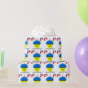 10-års födelsedag Blå Cupcake Ballonger Anpassa Ål Presentpapper