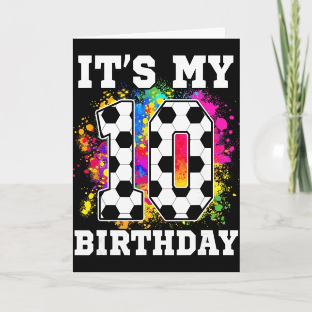 10-års födelsedag fotbollstema Det är min 10-årsda Kort (Framsida)