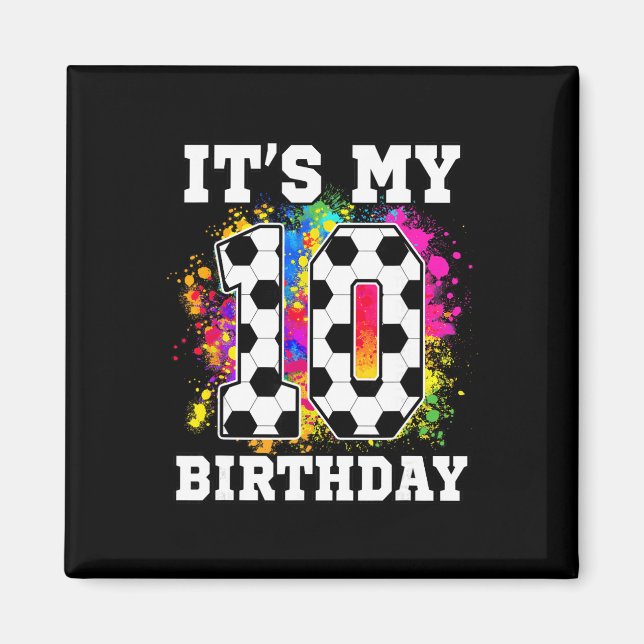 10 Års Födelsedag Fotbollstema Det är min 10-årsda Magnet (Framsidan)