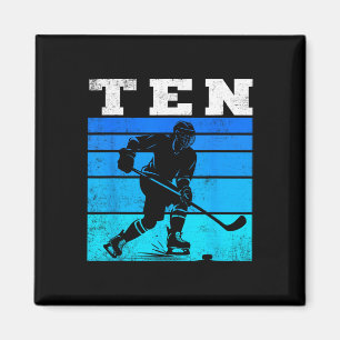 10-års födelsedag ishockey pojkar tio hockey födel magnet