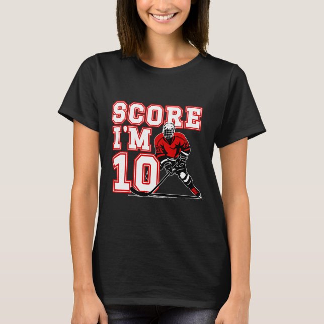 10-års födelsedag ishockey pojke tio år gammal ish t shirt (Framsida)