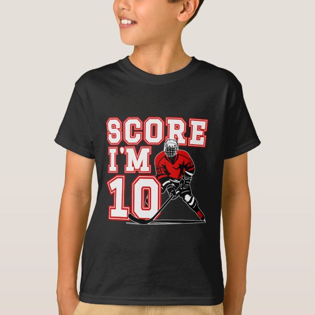 10-års födelsedag ishockey pojke tio år gammal ish t shirt (Framsida)