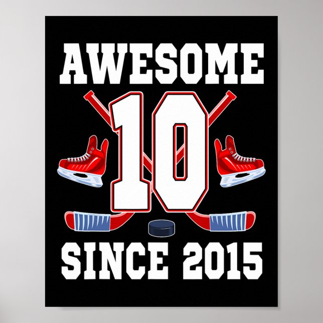 10 Års Födelsedag Ishockey Tema Awesome Sinc Poster (Framsidan)