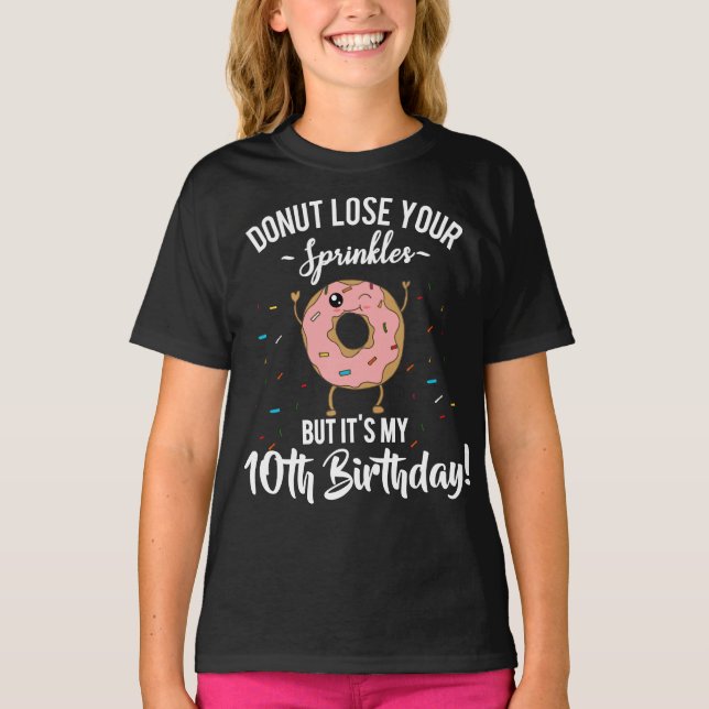 10-års födelsedag Rolig Donut Tionde Födelsedagsfe T Shirt (Framsida)