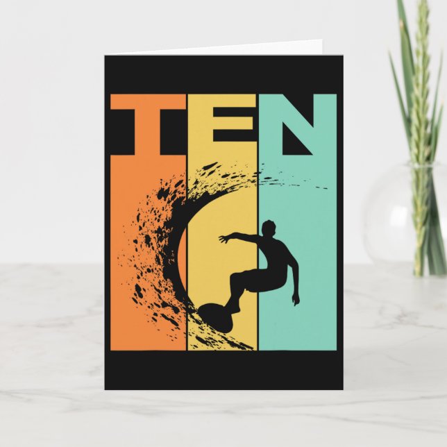 10-års födelsedag Surfning Strand Tematisk 10 år g Kort (Framsida)