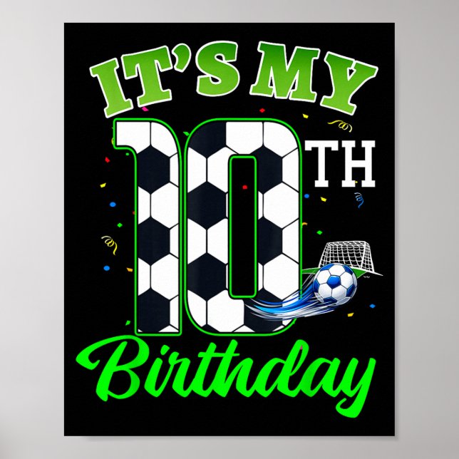 10-års födelsedags fotboll pojke flicka barn fotbo poster (Framsidan)