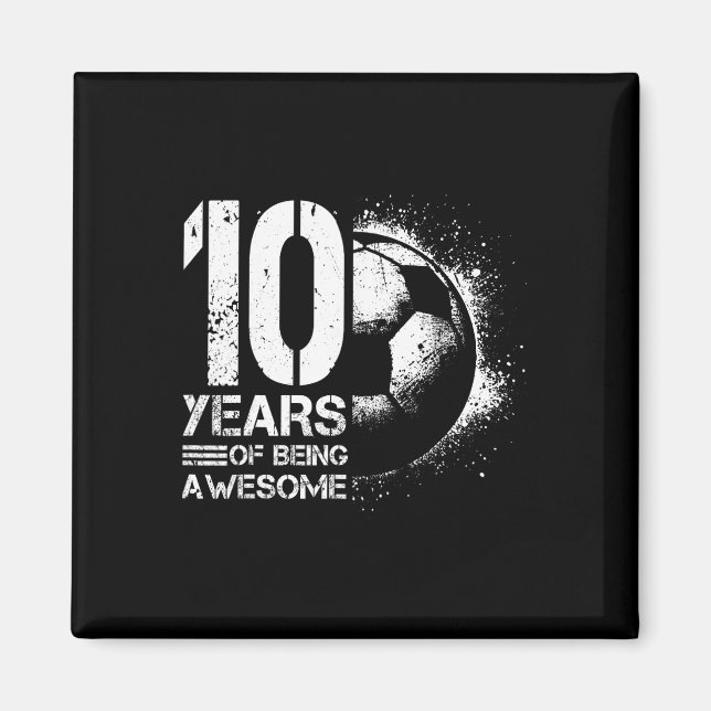 10-års födelsedags pojke flicka fotbollsspelare fo magnet (Framsidan)