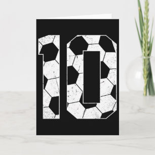 10-års födelsedags pojke fotbollsspelare fotboll 1 kort