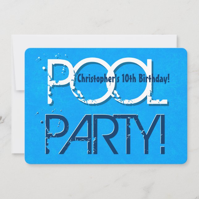 10-års födelsedags poolparty Spara datumet P02Z Inbjudningar (Framsida)