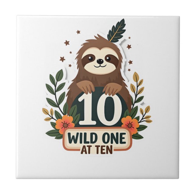 10-års födelsedags sengångare Vintage Wild One T-s Kakelplatta (Framsidan)