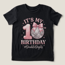 10-års födelsedagsdisco boll rosa slinga dubbla si t shirt