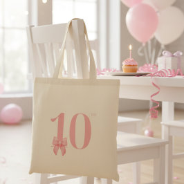 10-års födelsedagsflicka Rosa rosett stor handväsk Tygkasse