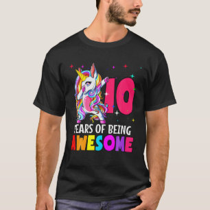 10 års födelsedagskalender Unicorn Party Gift 10 å T Shirt