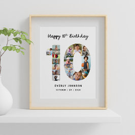 10-års födelsedagsnummer Fotokollage 8X10 Affisch