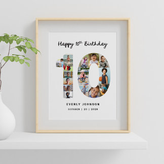 10-års födelsedagsnummer Fotokollage 8X10 Affisch