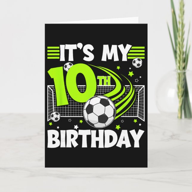 10-års fotbollsfödelsedagsfest 10-årig fotbollsspe kort (Framsida)