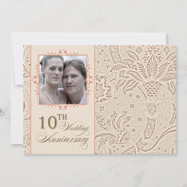 10 års foto bröllopsjubileum vintage inbjudningar (Framsida)