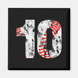 10 års gamla gåvor nummer 10 Baseball 10:e födelse Magnet