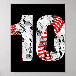 10 års gamla gåvor nummer 10 Baseball 10:e födelse Poster