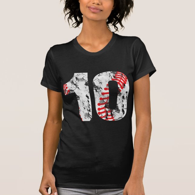10 års gamla gåvor nummer 10 Baseball 10:e födelse T Shirt (Framsida)