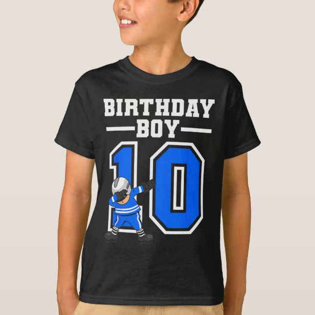 10 års Gamle Boy Ice Hockey Player 10:e födelsedag T Shirt (Framsida)