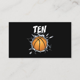 10 års gammal basketboll Födelsedagsfest 10:e pojk Visitkort