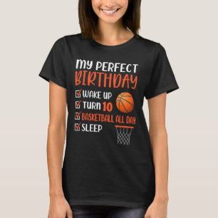10 års gammal basketboll Födelsedagsfest 10th Boy T Shirt