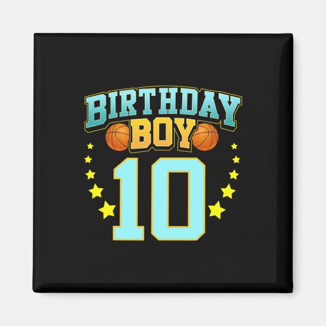10 års gammal basketspelare 10:e Födelsedagsfesten Magnet (Framsidan)