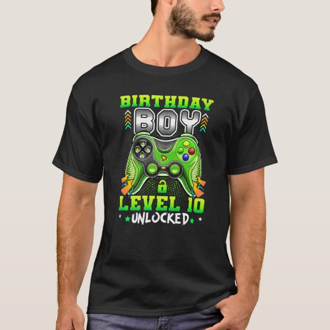 10 års gammalt videospel på spelnivå 10 födelsedag t shirt (Framsida)