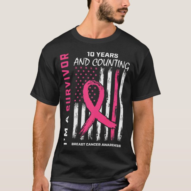 10 års överlevnadsfri amerikansk bröstcancer utan  t shirt (Framsida)