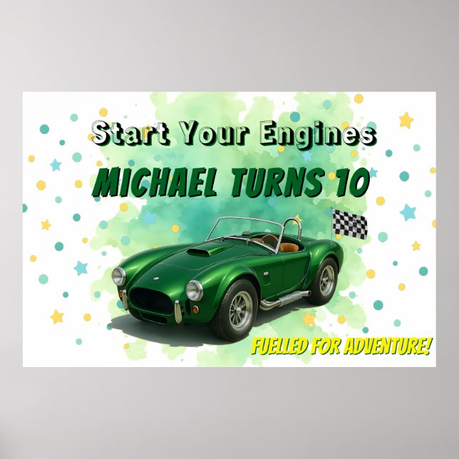 10 års Tävla för Grönt av gammal Födelsedagsfest Poster (Framsidan)