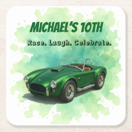 10 års Tävla för Grönt av gammal Födelsedagsfest Underlägg Papper Kvadrat