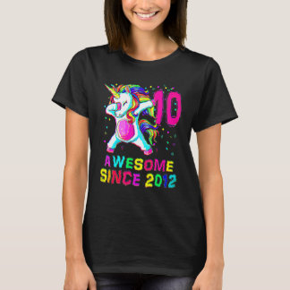 10 års Unicorn Dabbing 10:e födelsedagshögskolan T Shirt