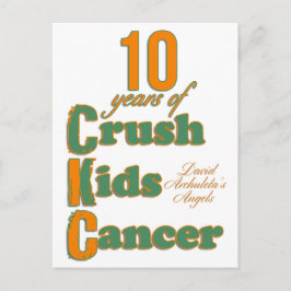 10 års vykort för "Crush Kids Cancer"