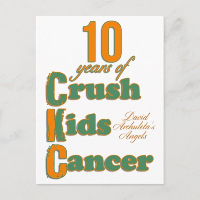10 års vykort för "Crush Kids Cancer" (Framsida)
