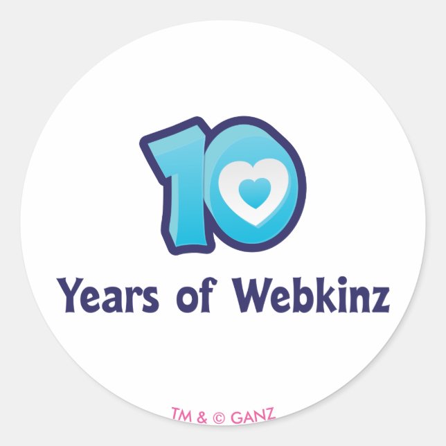 10 års Webkinz-Logotyp Runt Klistermärke (Framsida)