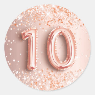 10-årsdag damm från ro guld glitter runt klistermärke