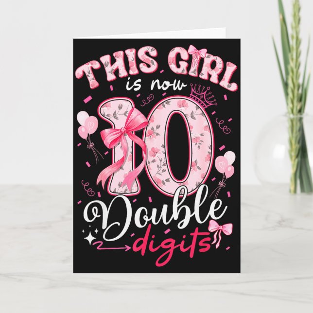 10-årsdag Den här flickan är nu 10 Dubbla siffror  Kort (Framsida)