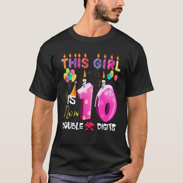 10-årsdag Dubbla siffror 10-årig flicka Bday T Shirt (Framsida)