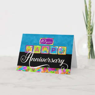 10-årsdag för anställda - färgfull kort