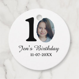 10-årsdag foto fet brev-barn namn datum st gåvor etiketter