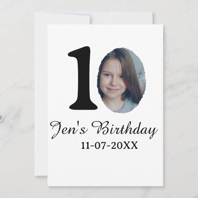 10-årsdag foto fet brev-barn namn datum st inbjudningar (Framsida)