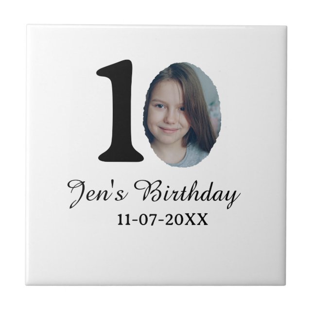 10-årsdag foto fet brev-barn namn datum st kakelplatta (Framsidan)