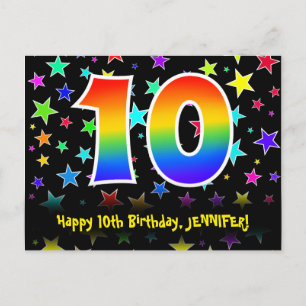 10-årsdag: Roliga stjärnor Mönster, Regnbåge 10, N Vykort